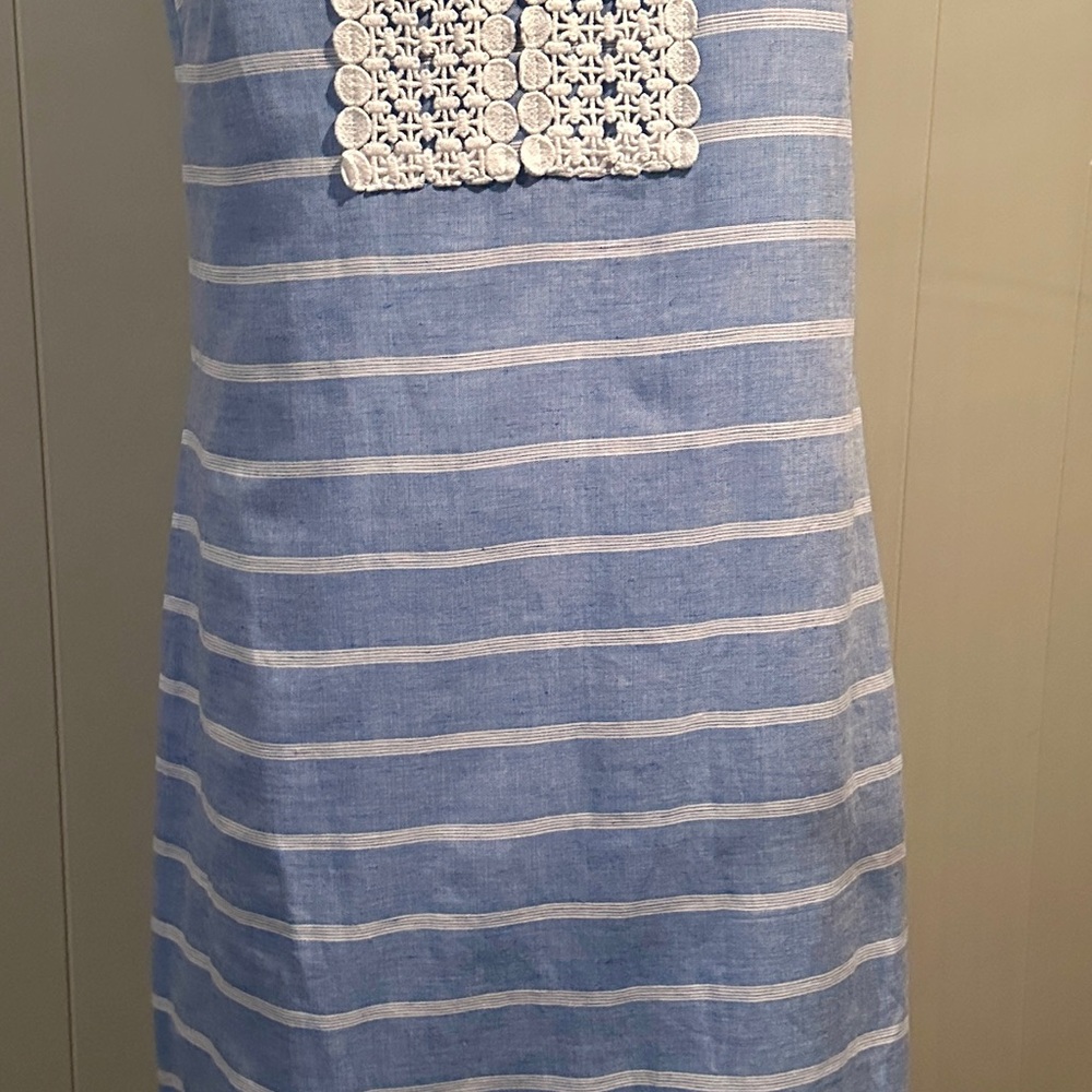 Talbots Blue and White Striped linen blend Dress